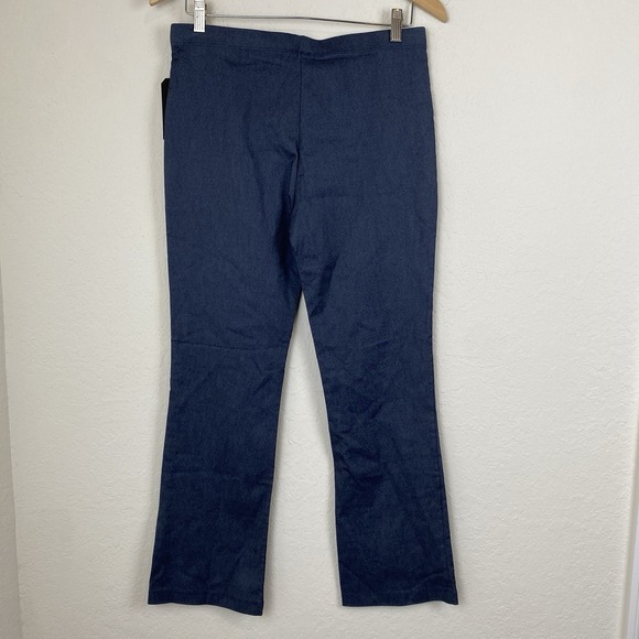 Clara Sun Woo L Ankle Pants Stretch Blue Pull On Bootcut High Rise Chino NWT - Picture 6 of 6